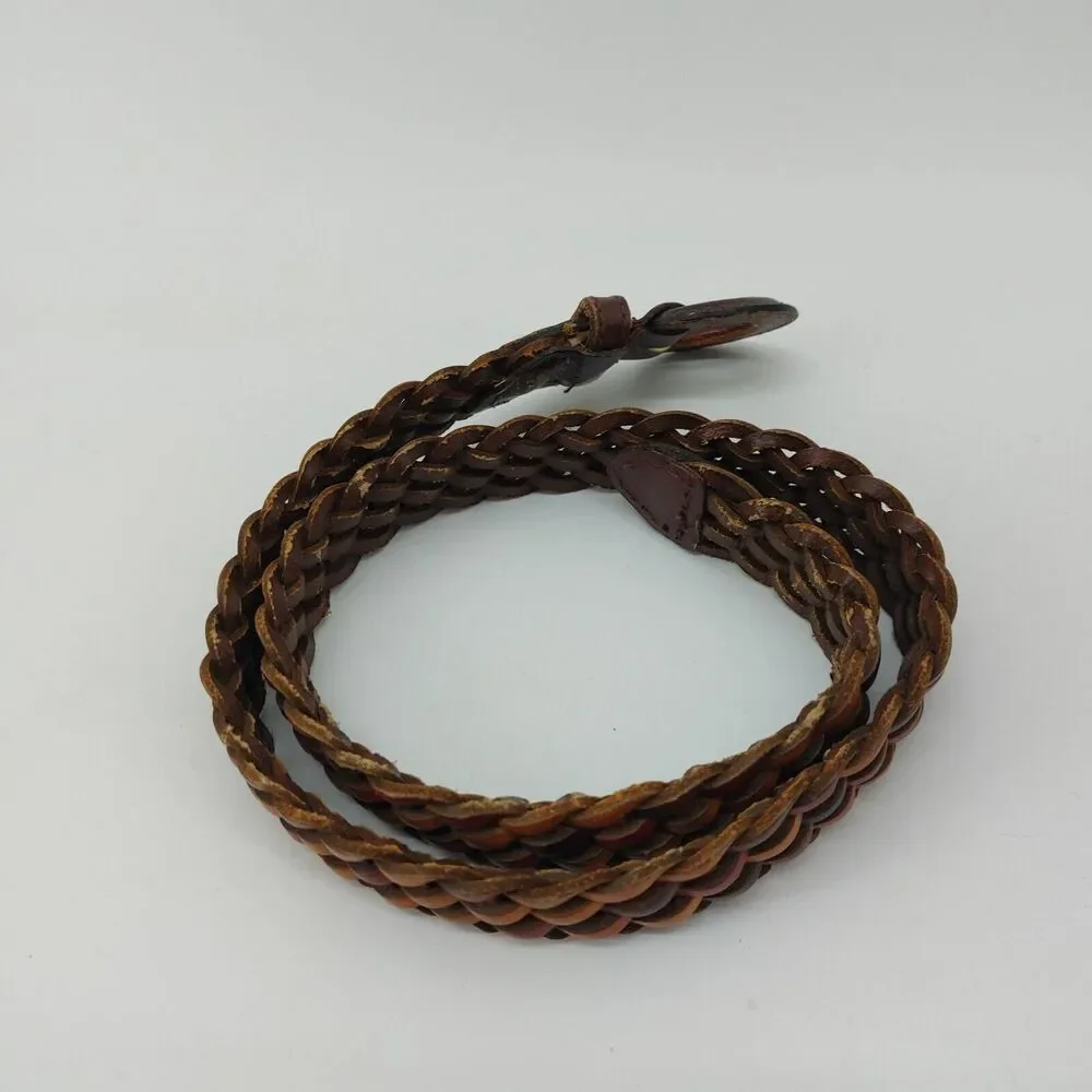 Womens Small Belt Braided Brown Leather Belt Casual Classic 32